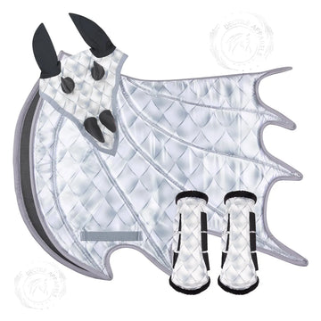 Silver Print Dragon Saddle Pad Set