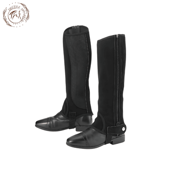 Classic Black Suede Half Chaps for Horse Riding